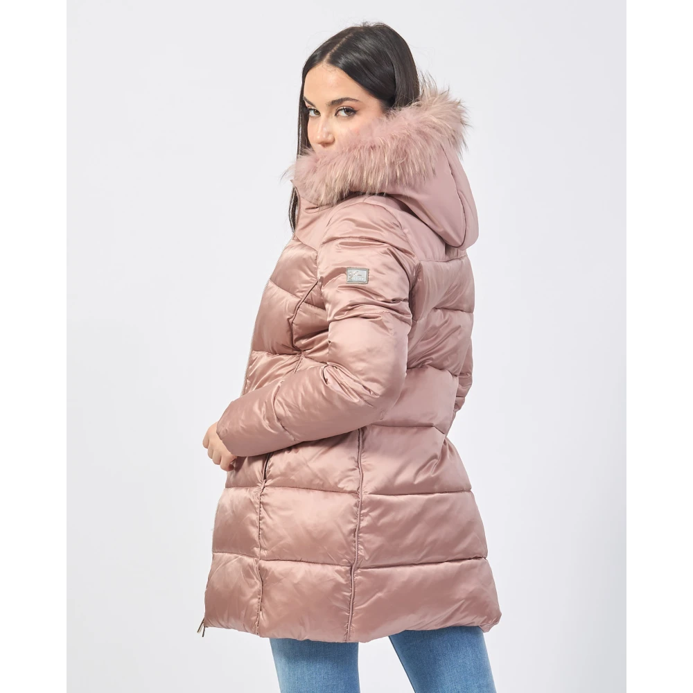 YES ZEE Roze gewatteerde jas met nepbont Pink Dames