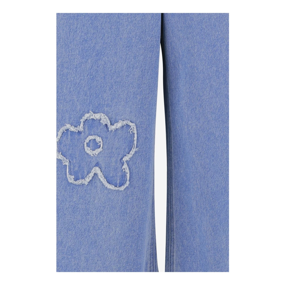Marni Bloemen Applicaties Wijde Pijp Denim Jeans Blue Dames