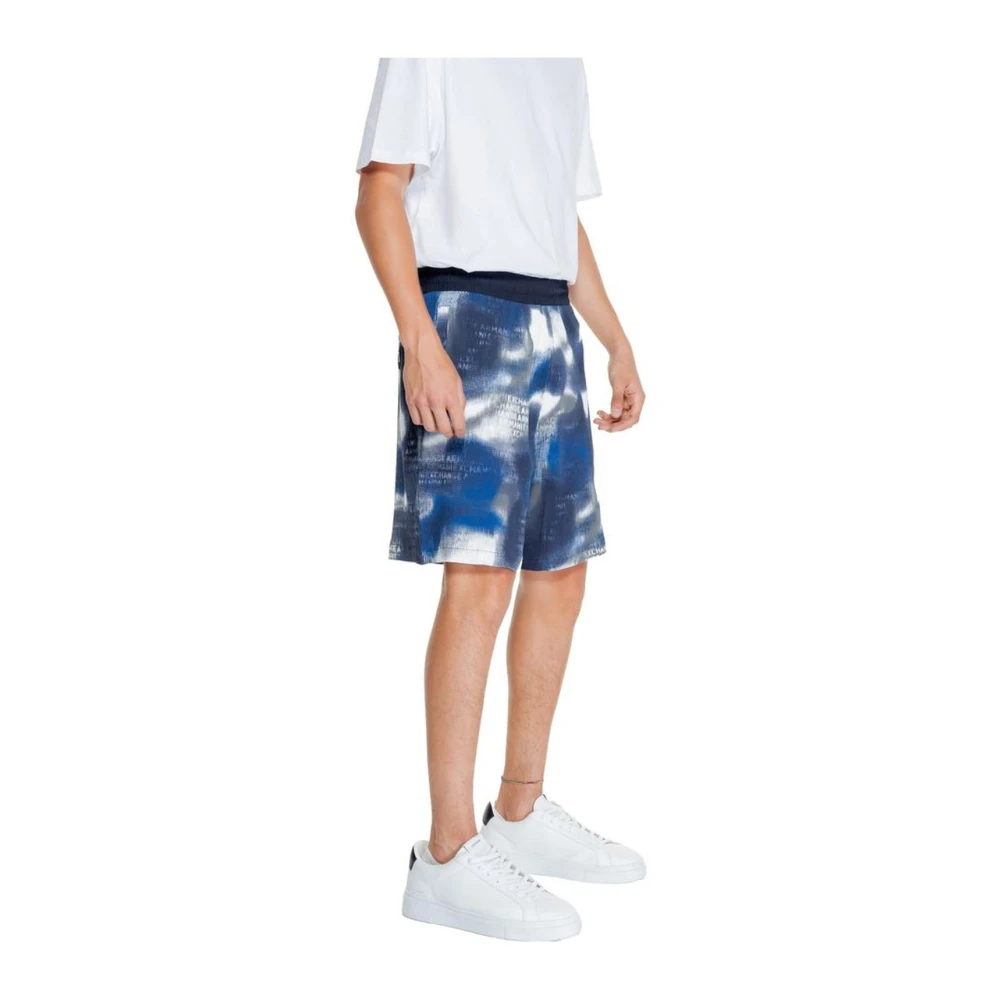 Armani Exchange Katoen Elastaan Bermuda Shorts Blue Heren