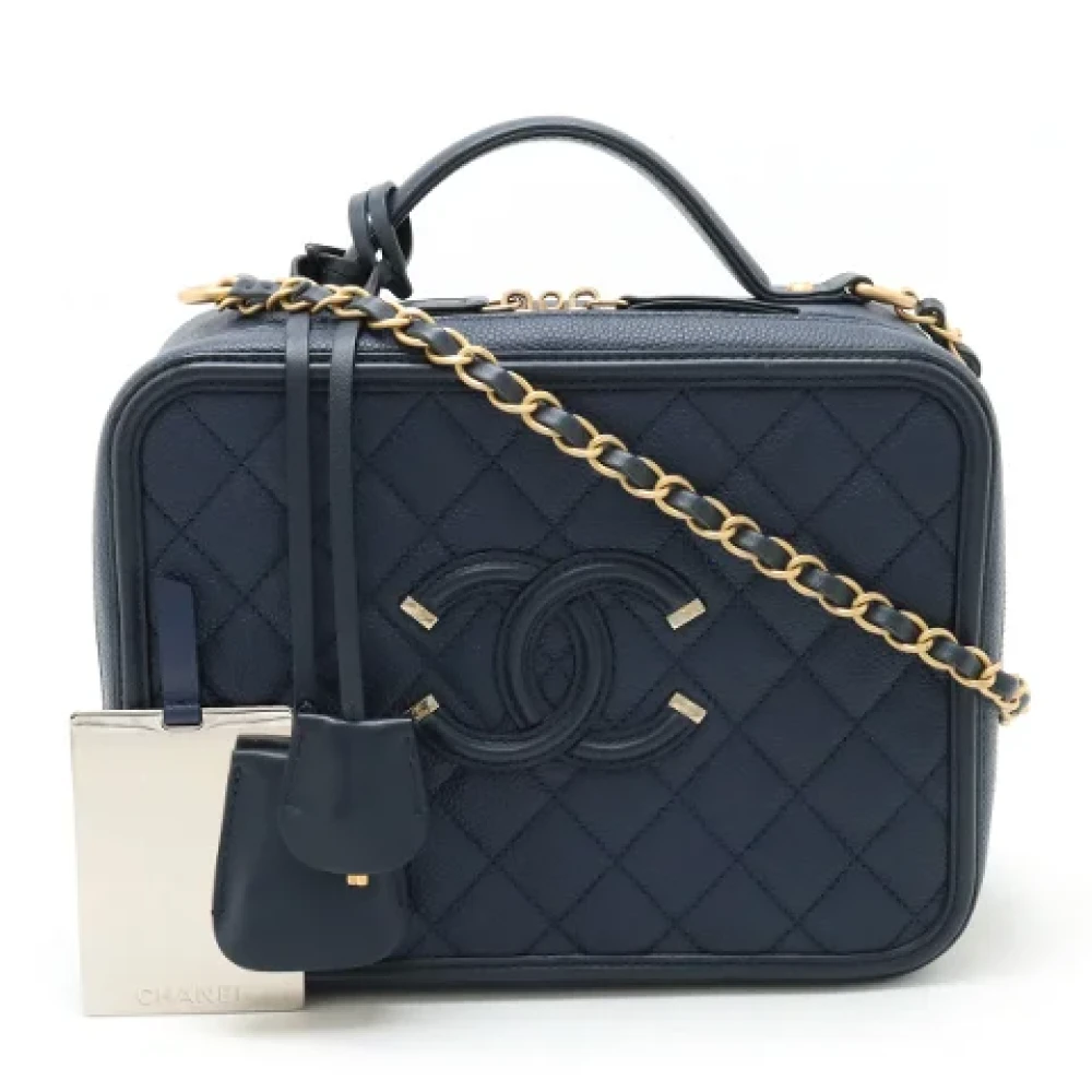 Chanel Vintage Pre-owned Leather handbags Blue Dames