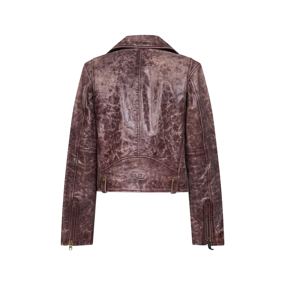DIESEL | Cognac textured leather L-Unatic-T1 biker jacket | Women | 44 - Image 3
