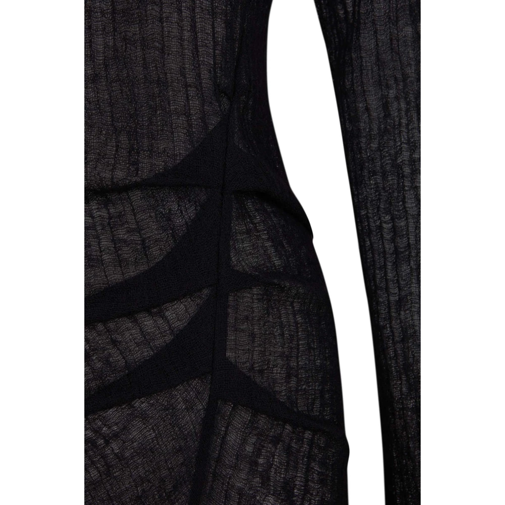 Cortana Zwarte wollen jurk met ronde hals Black Dames
