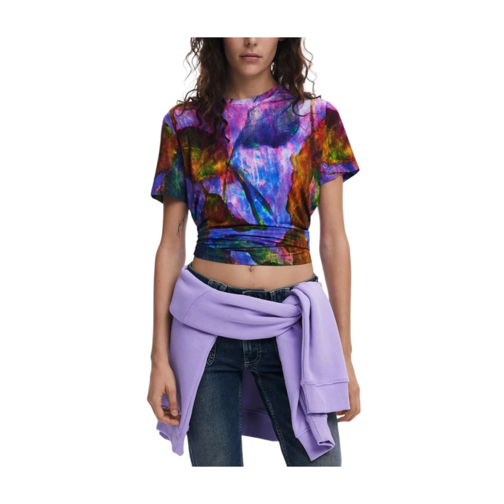 Desigual Lila Viscose Korte Mouw T-Shirt Multicolor Dames