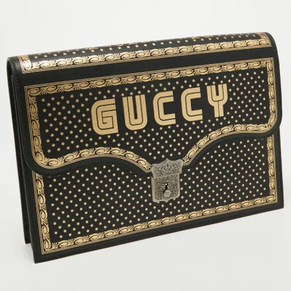 Gucci Vintage Pre-owned Leather clutches Black Dames