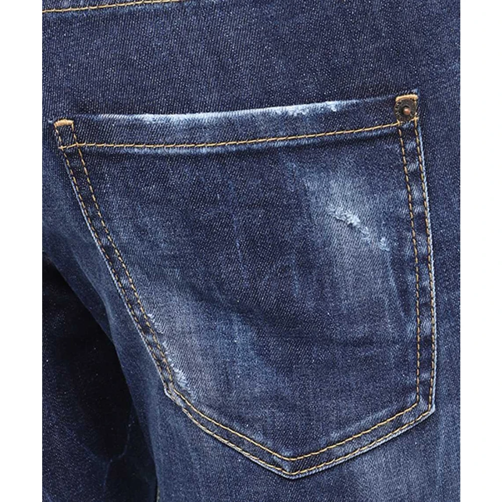 Dsquared2 Contrast Stiksel Denim Jeans Blue Heren