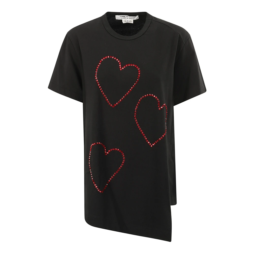 Comme des Garçons Hart Motief Kristal Crew-Neck T-Shirt Black Dames