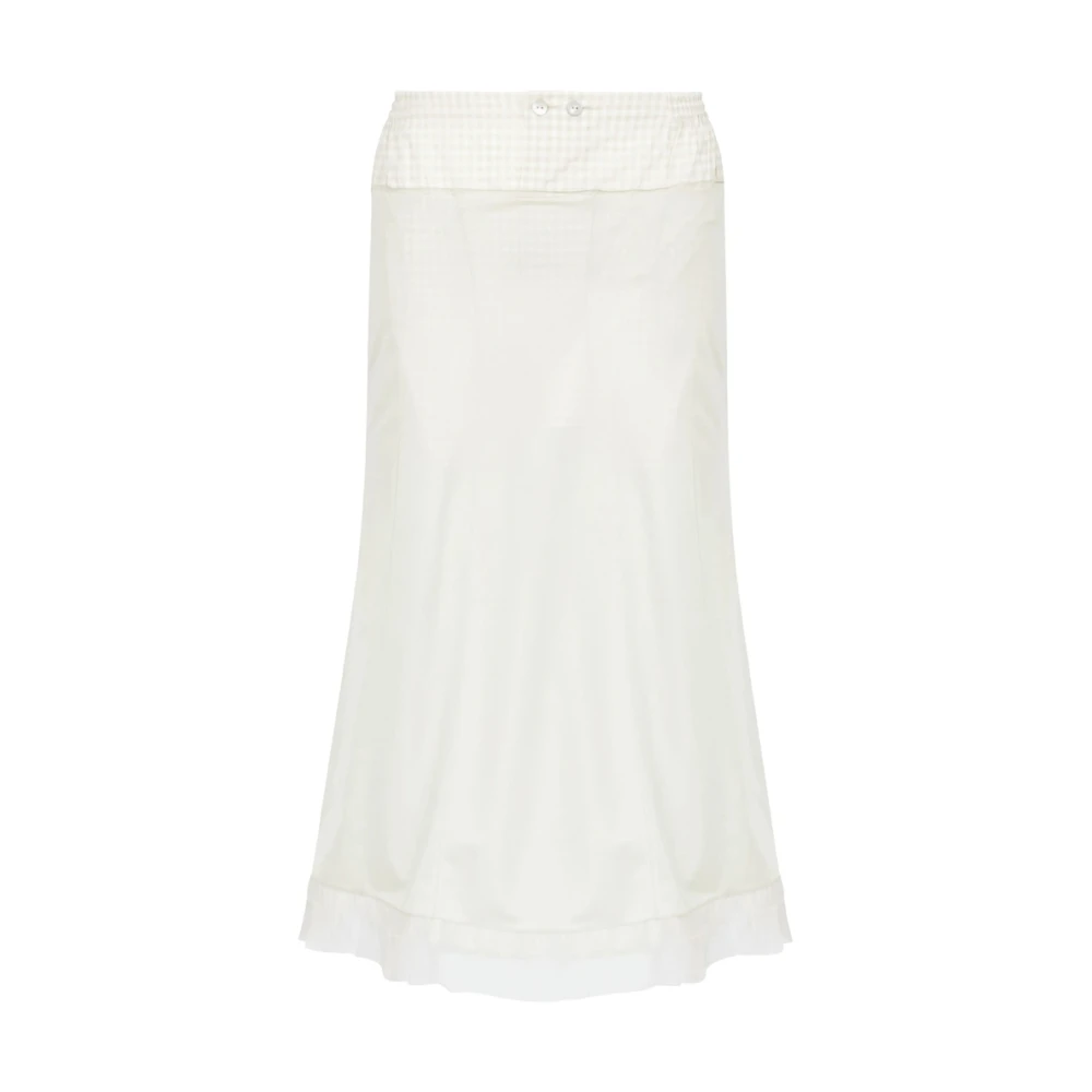 Maison Margiela Geruite Patroon Ruche Zoom Rok White Dames