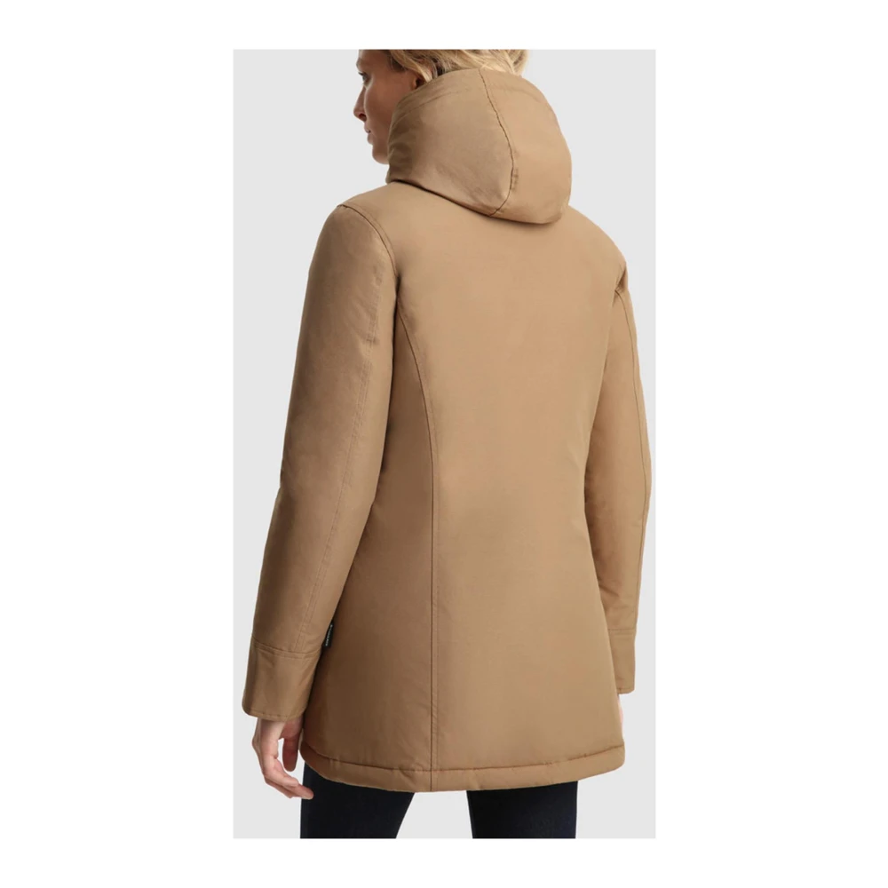 Woolrich Stad Stof Anorak Parka Brown Dames
