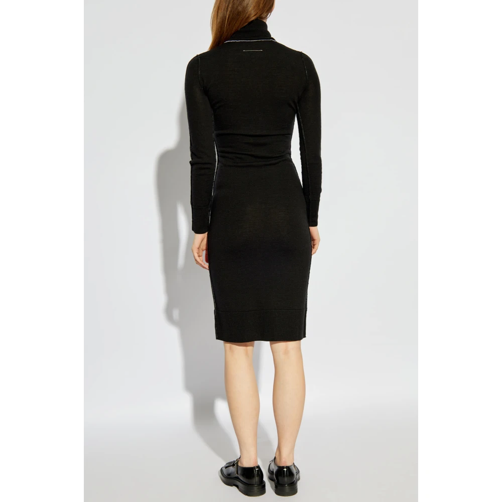 MM6 Maison Margiela High-Neck Midi Jurk Black Dames