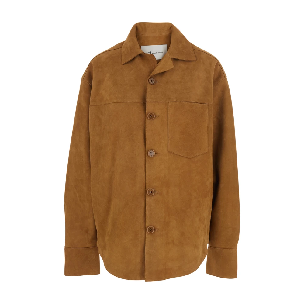 Ami Paris Herr Brun Skjortor M, Läder, Buttoned Overshirt