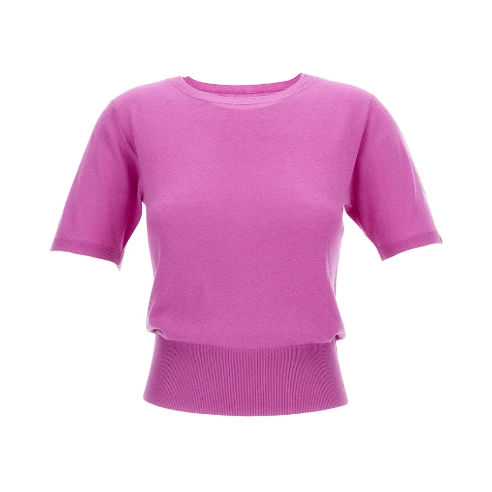 Extreme Cashmere Vrouw Roze Tops Dames, One Size, Wol, Maglia Girocollo A Maniche Corte
