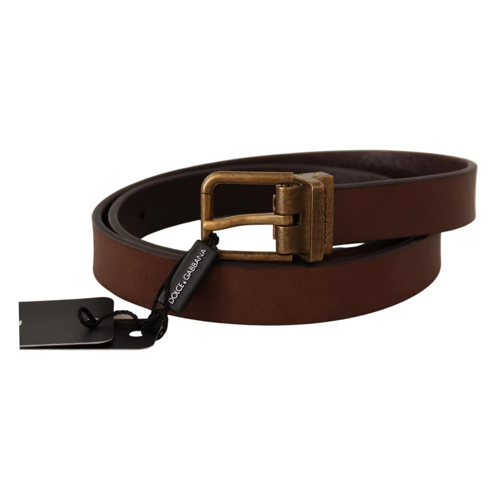 Dolce & Gabbana Men's Brown Leather Rustic Buckle Belt
