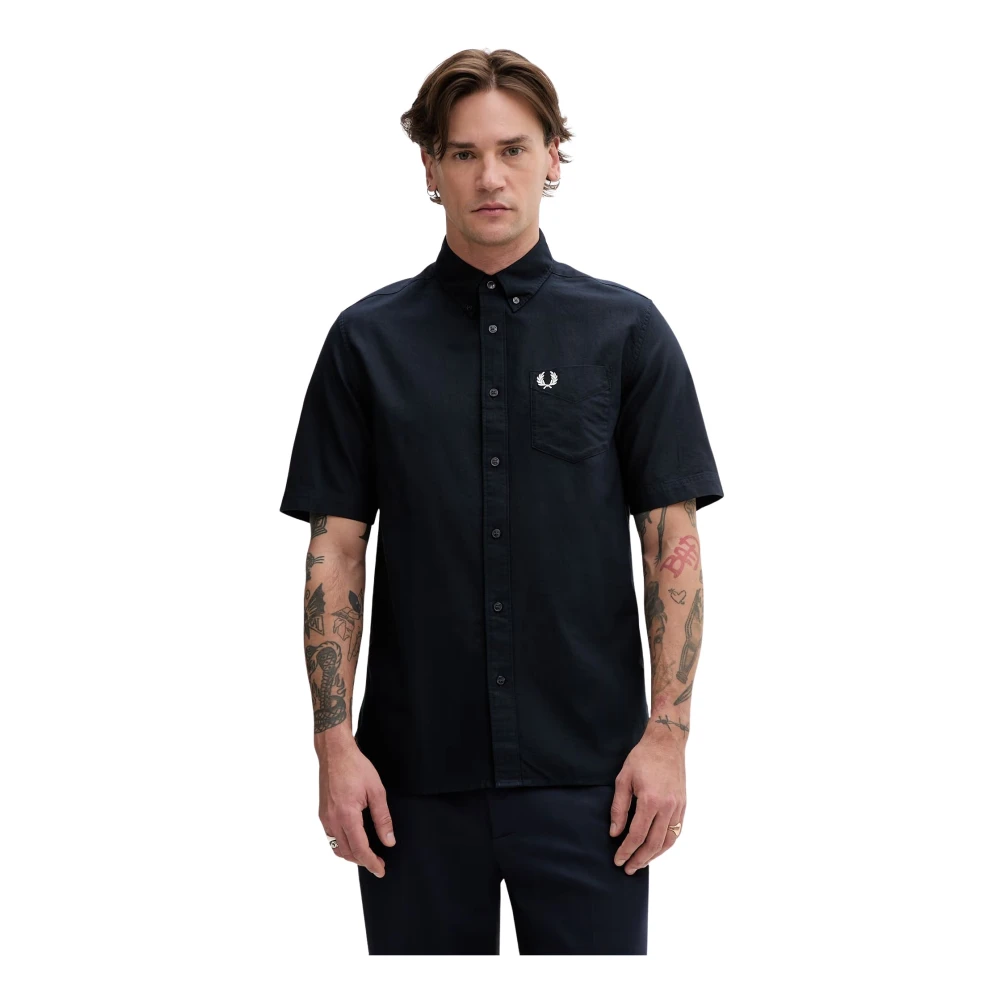 Fred Perry Uomo Navy Camicia Oxford Shirt S - Immagine 2