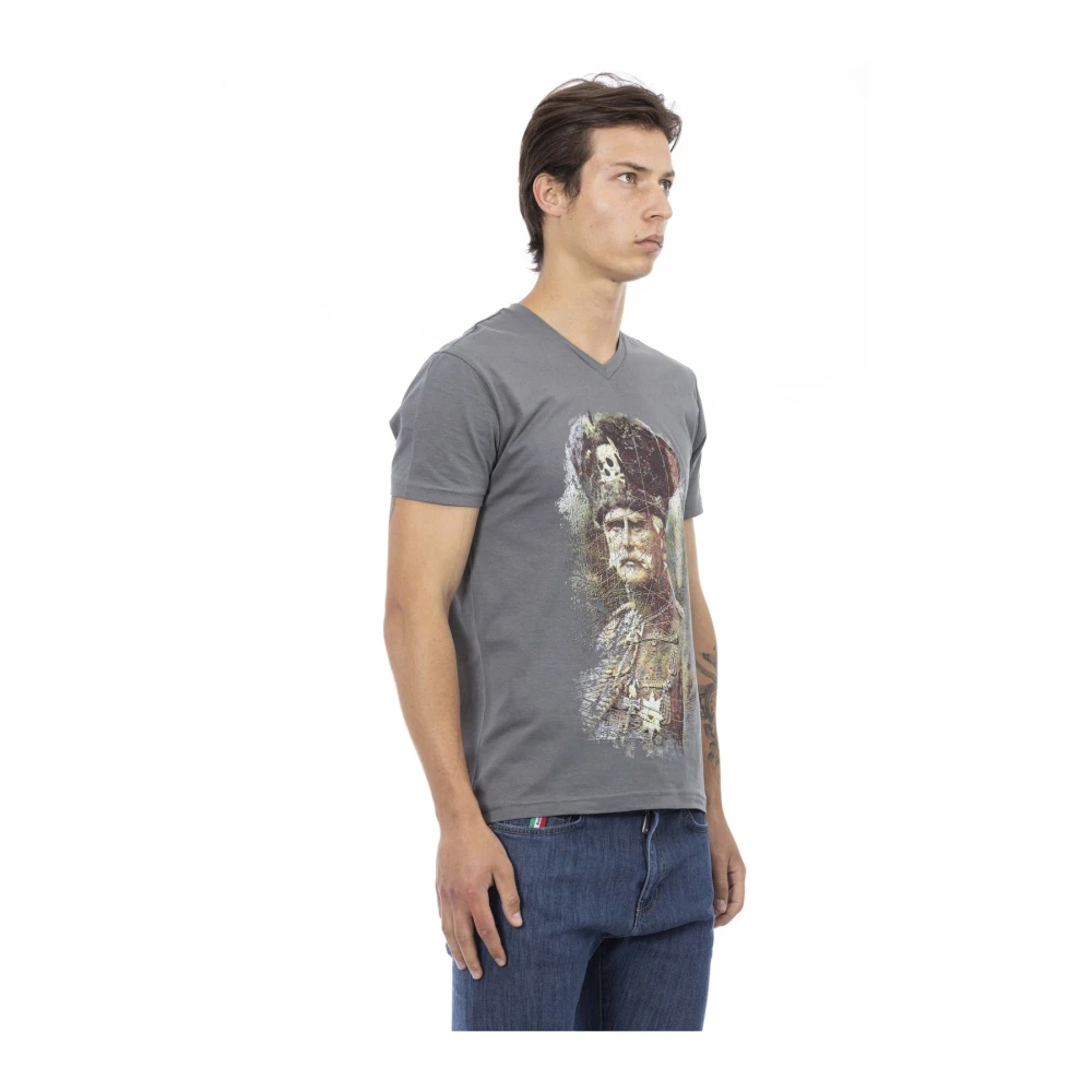 Trussardi Korte Mouw V-hals T-shirt Gray Heren