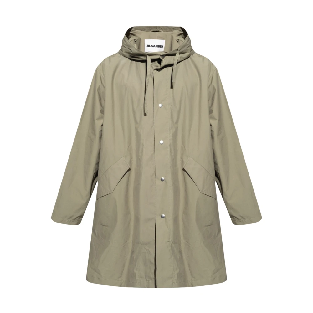 Jil Sander Men's Green Parkas, M, Hooded Coat
