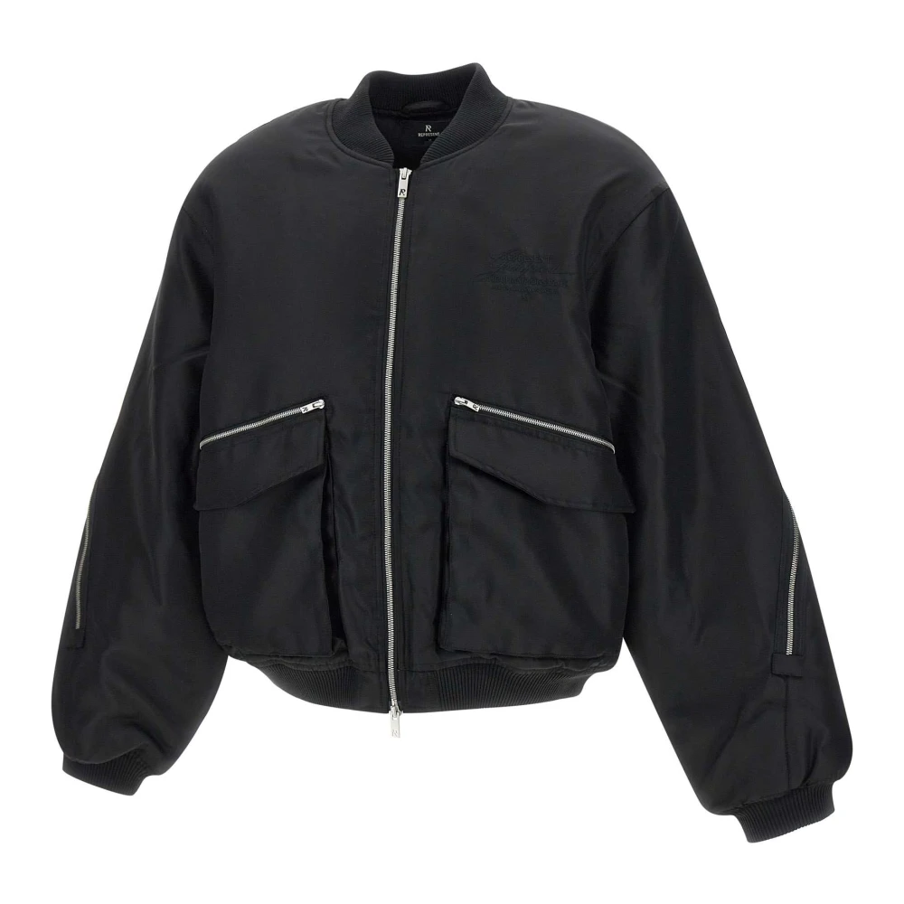 Represent Zwarte Zip Back Bomber Jas Black Heren