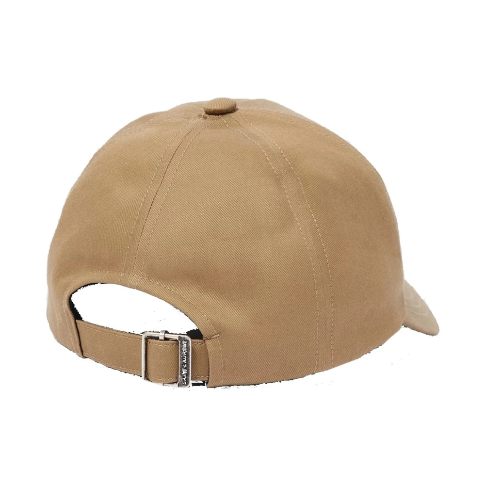 Saint Laurent Geborduurde Baseballpet met Verstelbare Klep Beige Unisex