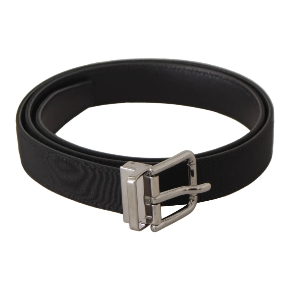 Dolce & Gabbana Elegante zwarte leren riem met metalen gesp Black Heren