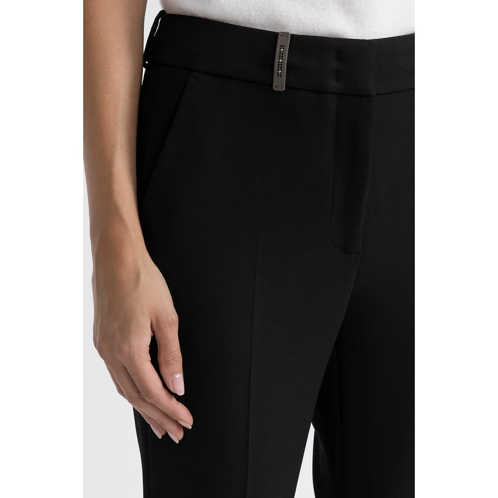 PESERICO Stretch viscose-katoenen broek Black Dames