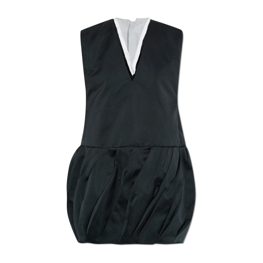 Jil Sander Women's Black Short Dresses, Xs, V-Neck Dress