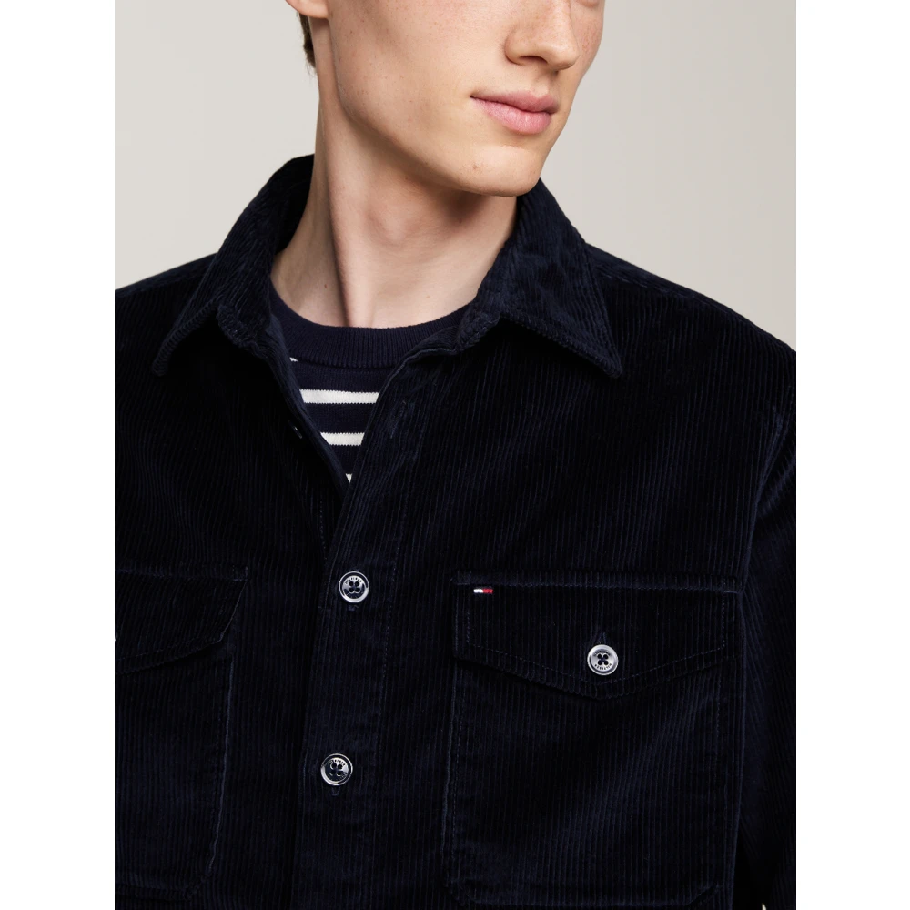 Tommy Hilfiger Blauw Fluweel Overshirt Shirt Blue Heren