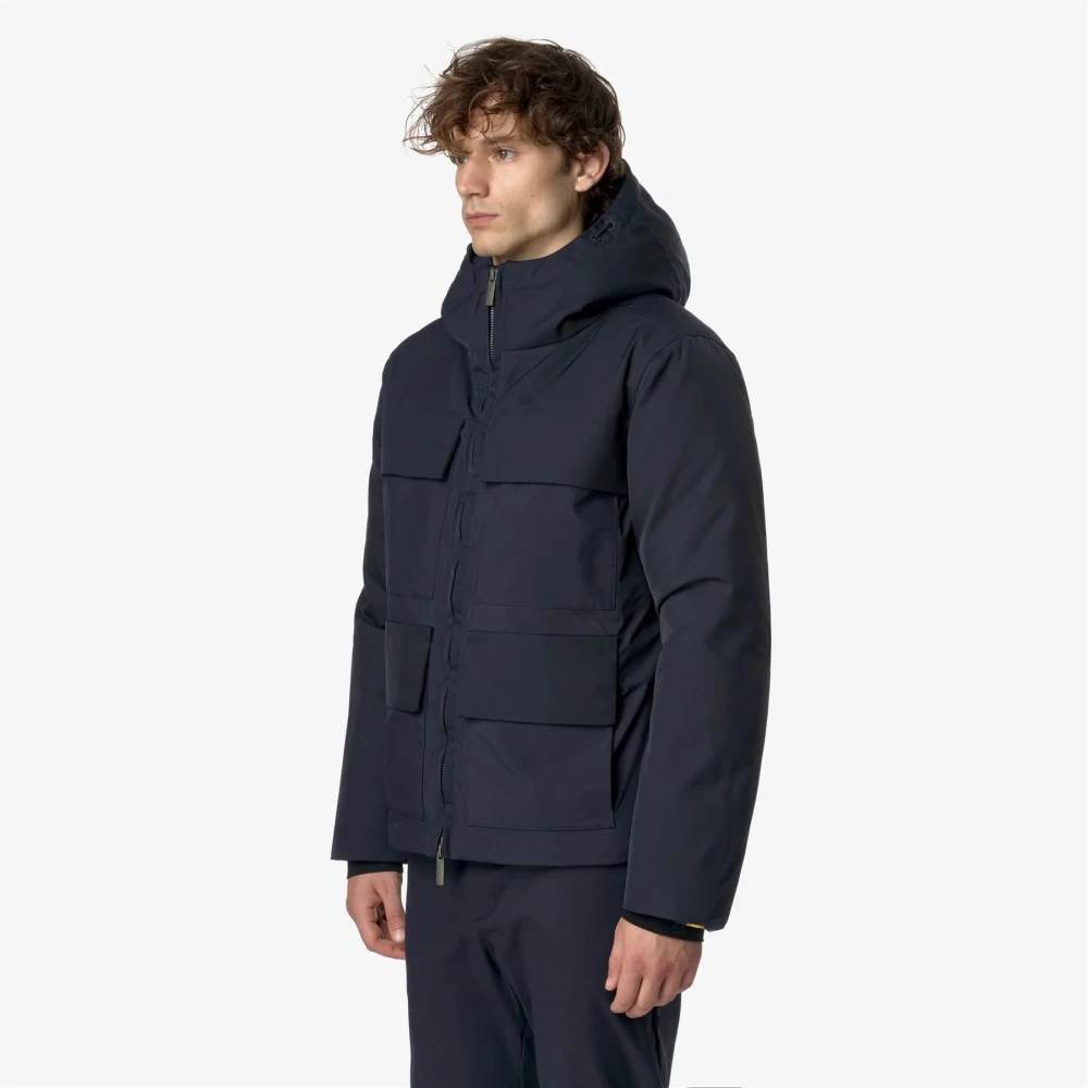 K-way Heren Twill Stof Korte Jas Blue Heren
