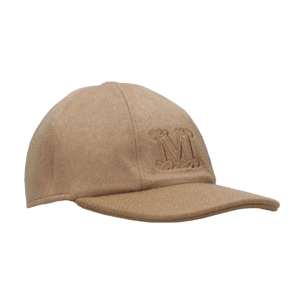 Max Mara Brun Kashmir Texturerad Krona Böjd Skärm Hatt