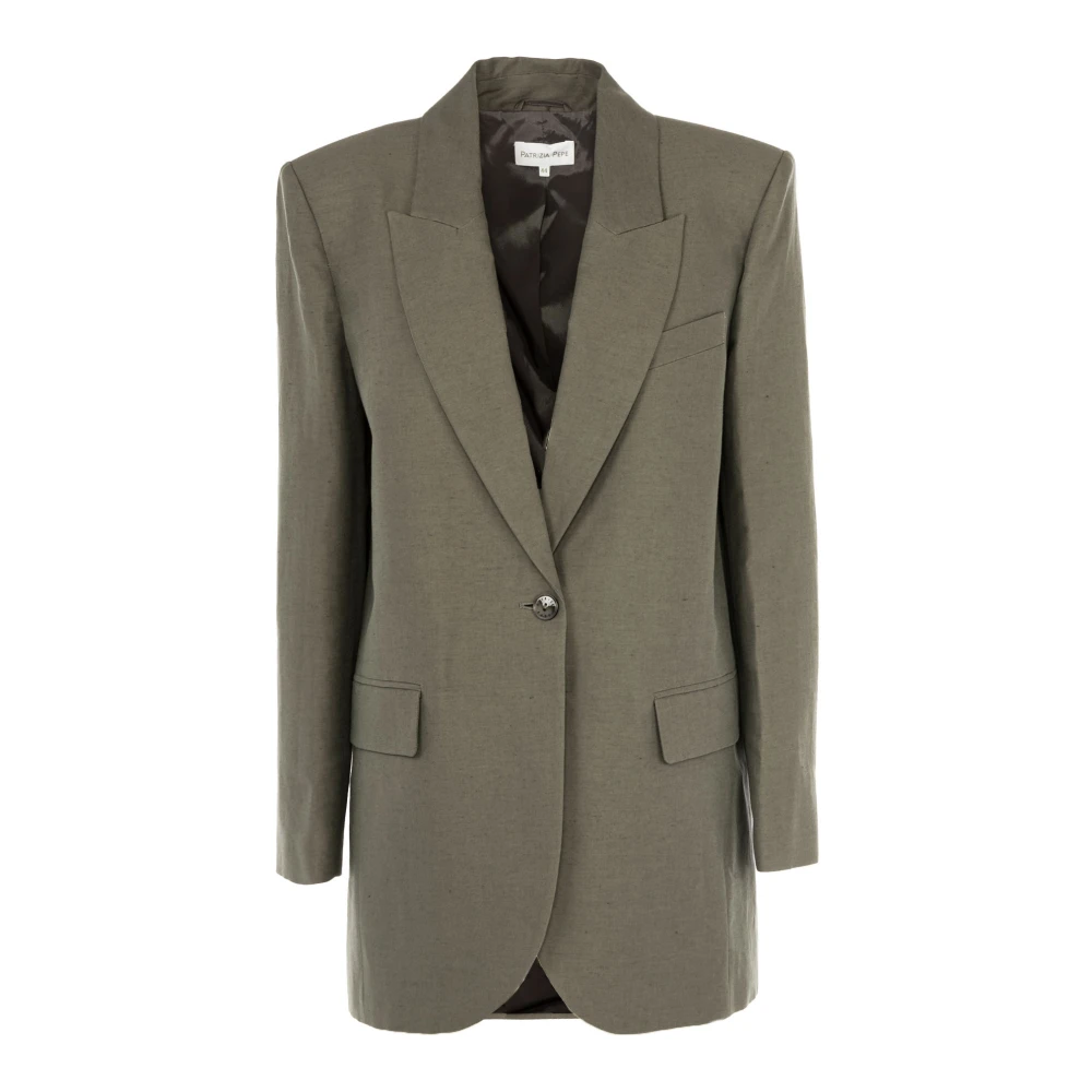 PATRIZIA PEPE Damesknoopblazerjas Gray Dames