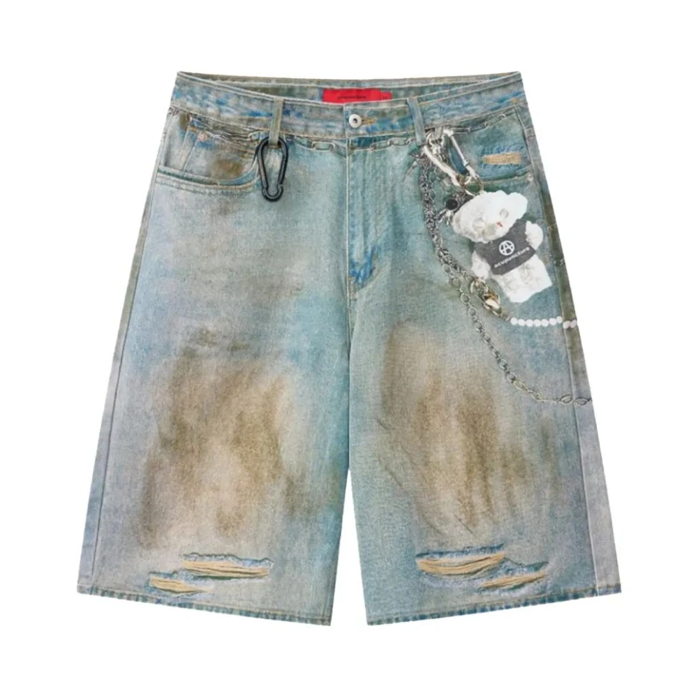 Acupuncture Men's Blue Denim Shorts, W28, Ocean Front Shorts