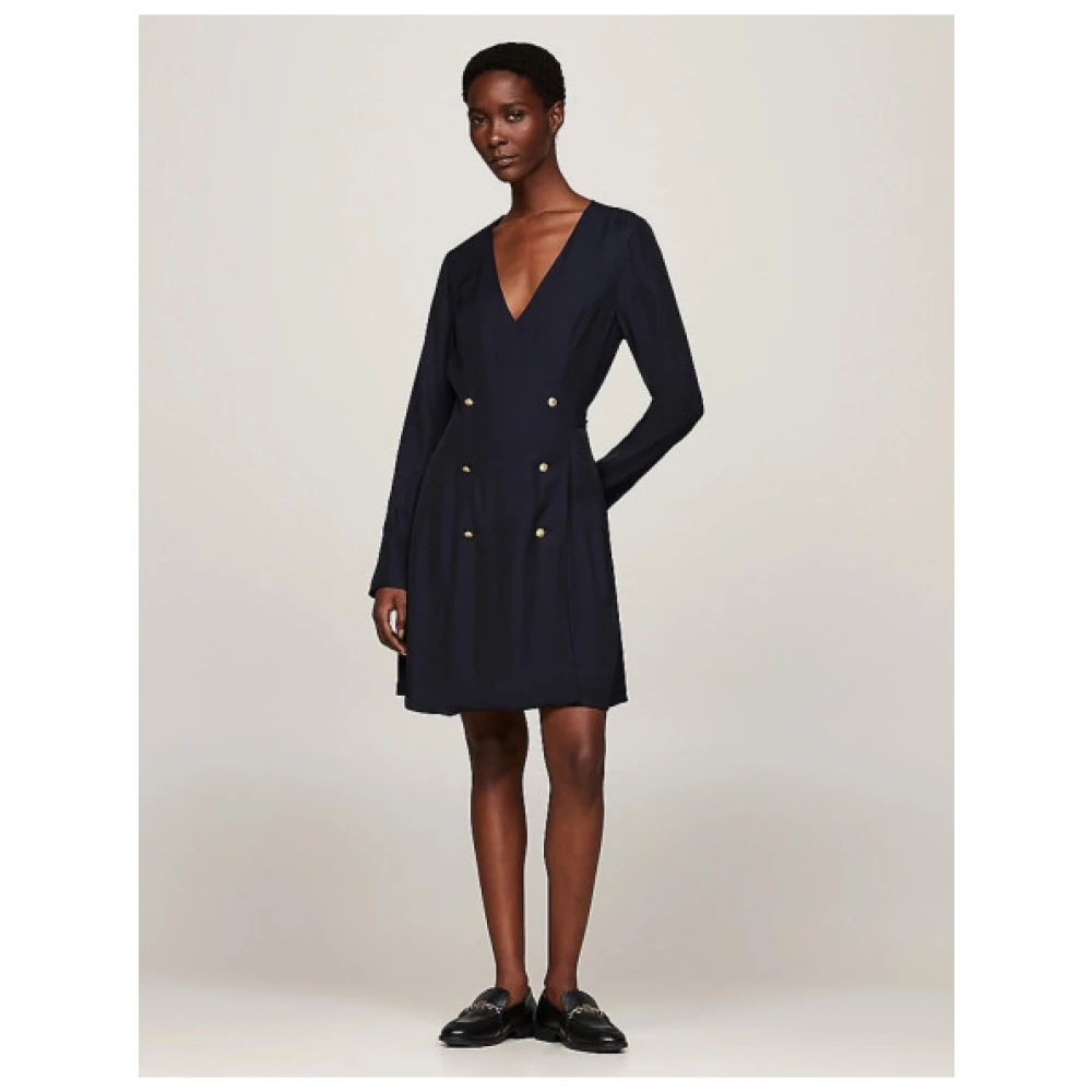 Tommy Hilfiger Wikkellook V-hals Jurk Blue Dames