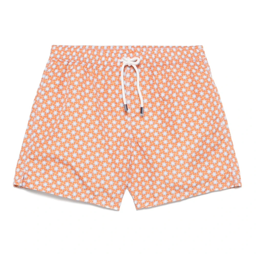 Fedeli Polyester Badshorts med Elastiskt Bälte Orange, Herr