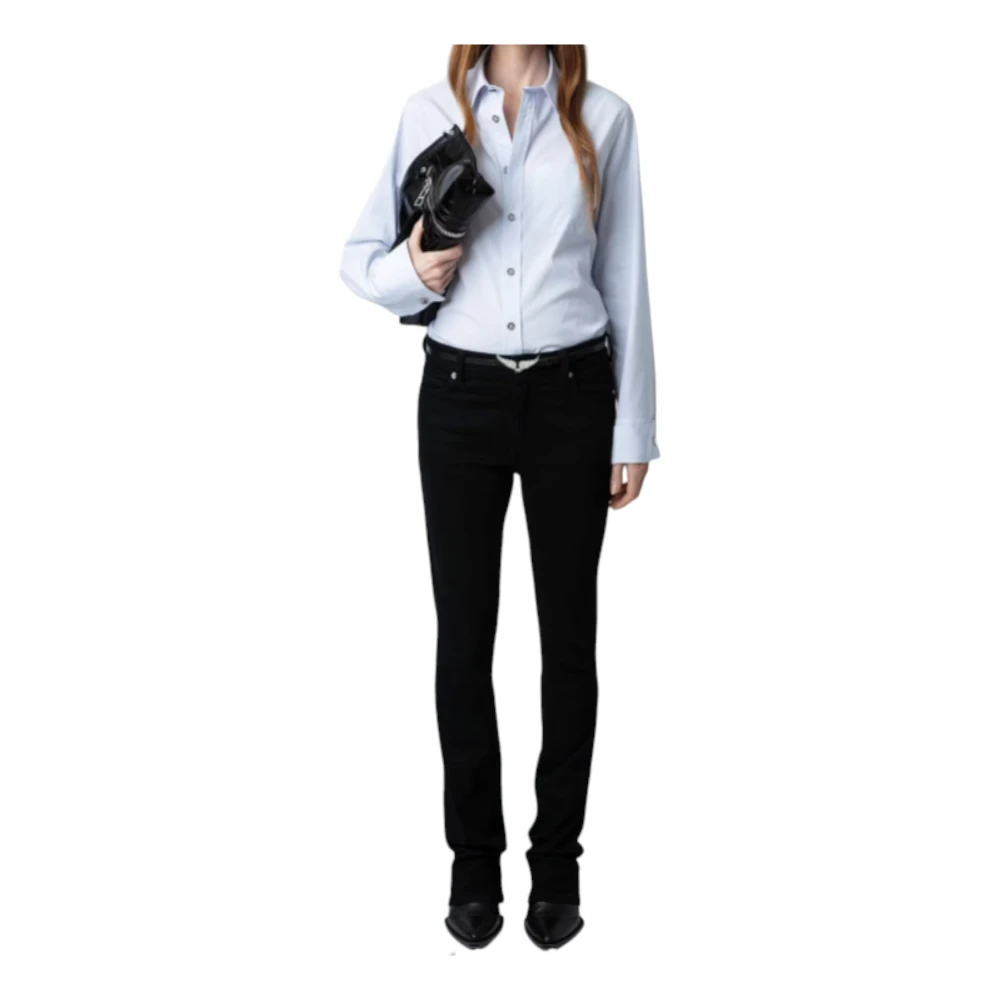 Zadig & Voltaire Lichtblauw Gestreept Katoenen Overhemd Blue Dames