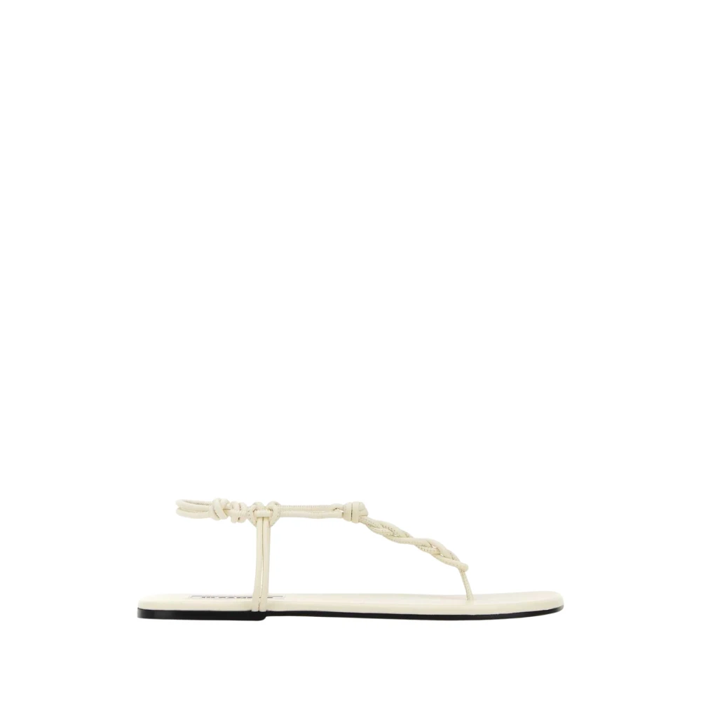 Jil Sander Vrouw Wit Schoenen Dames, 38 Eu, Leer, Flat Sandal