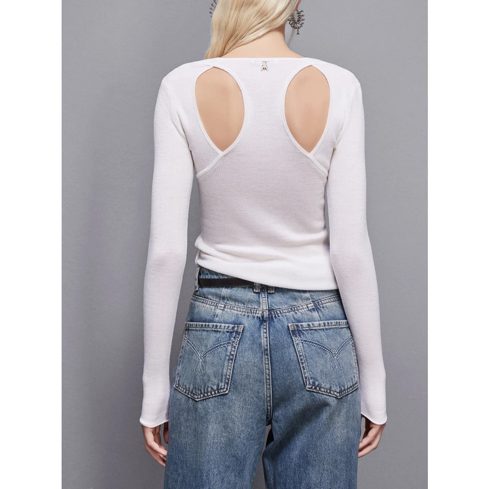 PATRIZIA PEPE Witte Trui met Ronde Hals White Dames