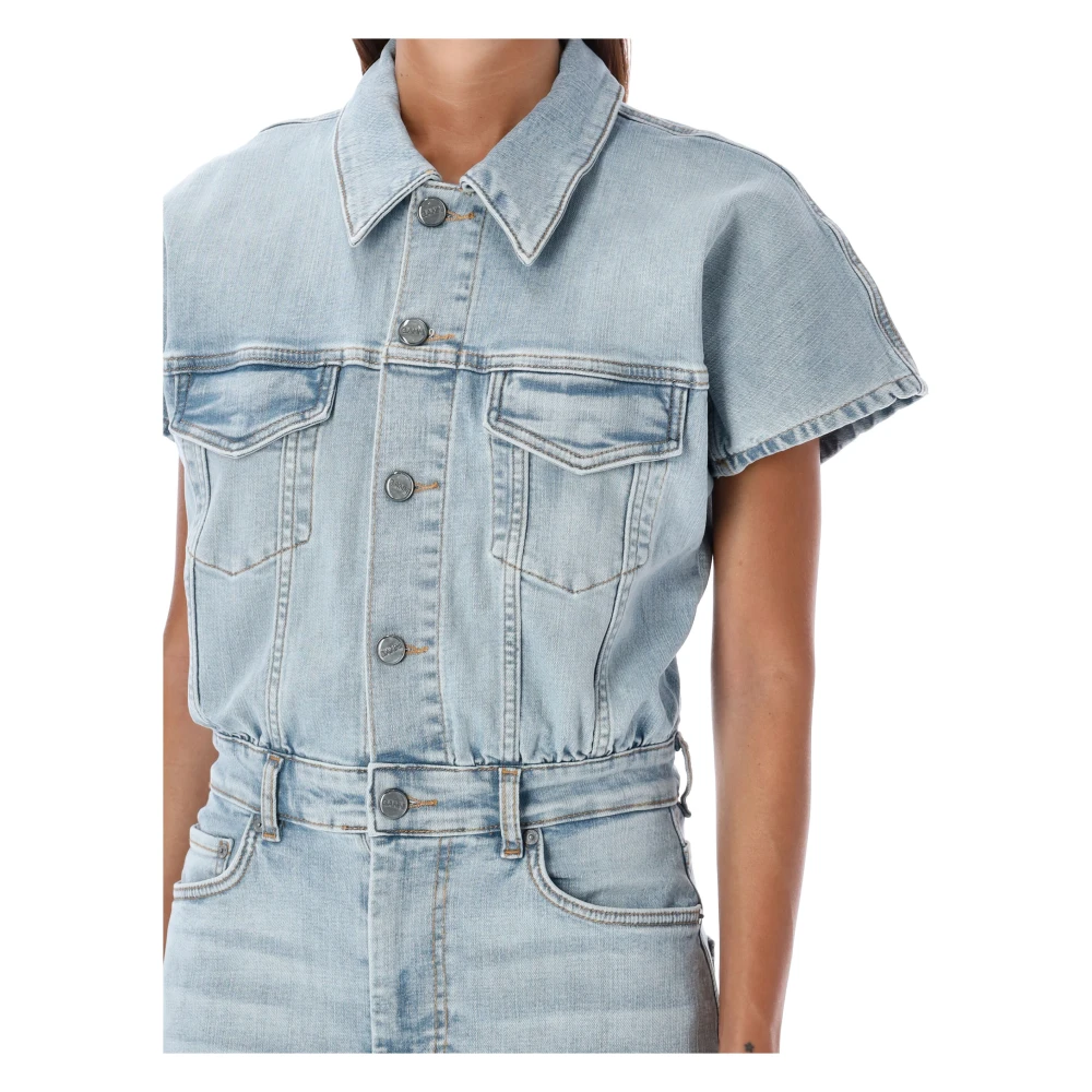 Ganni Lichtblauwe Tint Midi Jurk Blue Dames