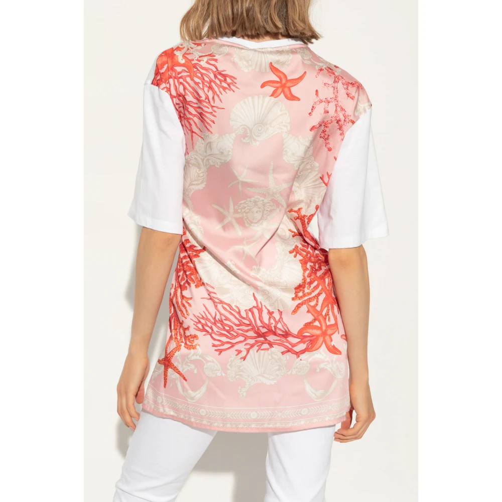 Versace T-shirt met Barocco Sea patroon White Dames