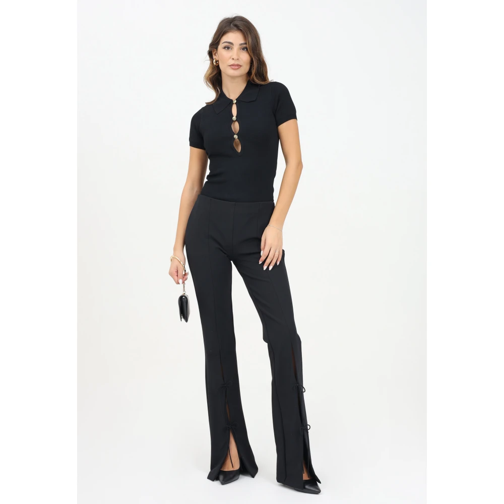 Versace Jeans Couture Zwarte Elegante Slim Fit Broek Black Dames