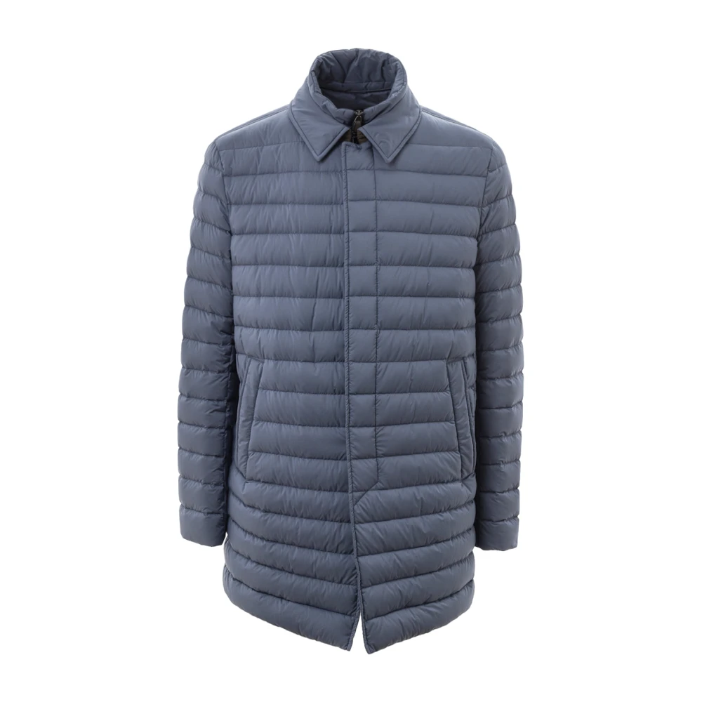Herno Mannelijk Blauw Lang Gewatteerd Donsjack Avio