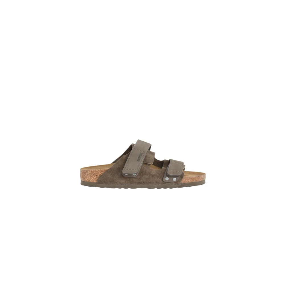 Birkenstock Men's Gray Sliders, 2 Uk, Anatomic Suede Leather Sandals With Cork