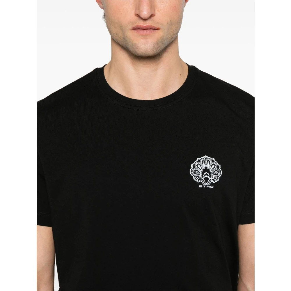 ETRO Zwarte Crew Neck T-shirts en Polos Black Heren