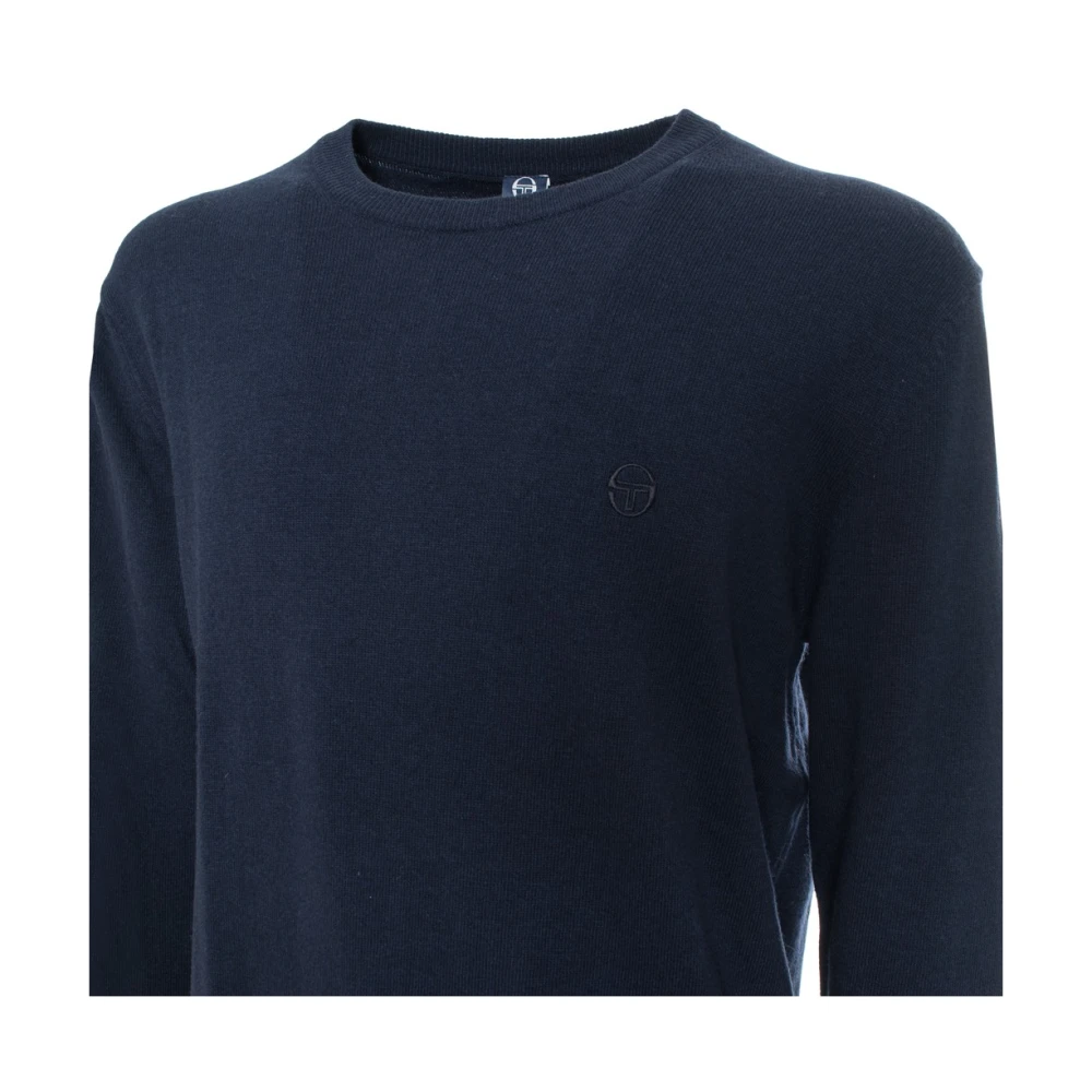 Sergio Tacchini Trui met lange mouwen van wolmix met geribbelde zoom en zichtbaar logo Blue Heren