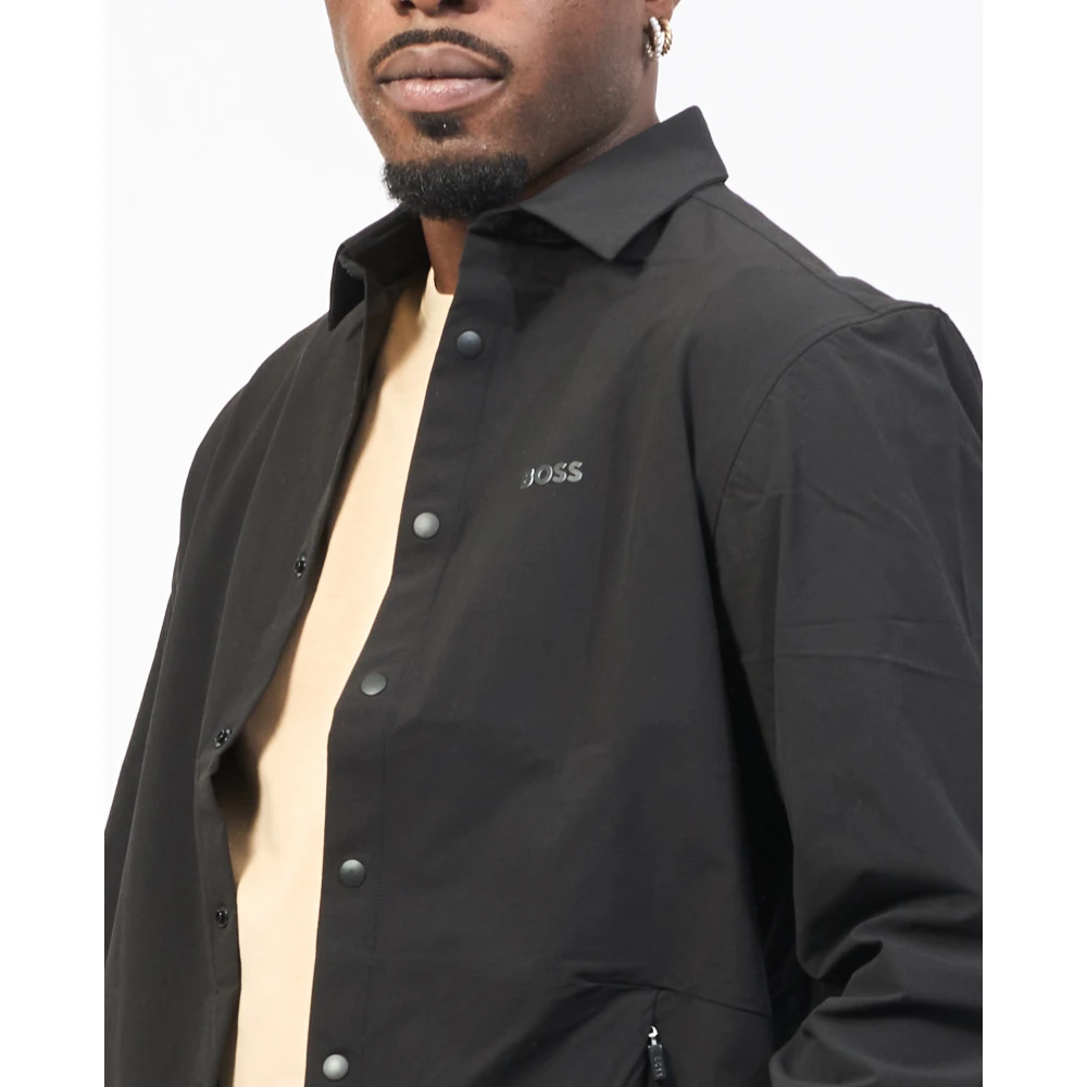 Hugo Boss Zwarte stretch overhemd met elleboogpatches Black Heren