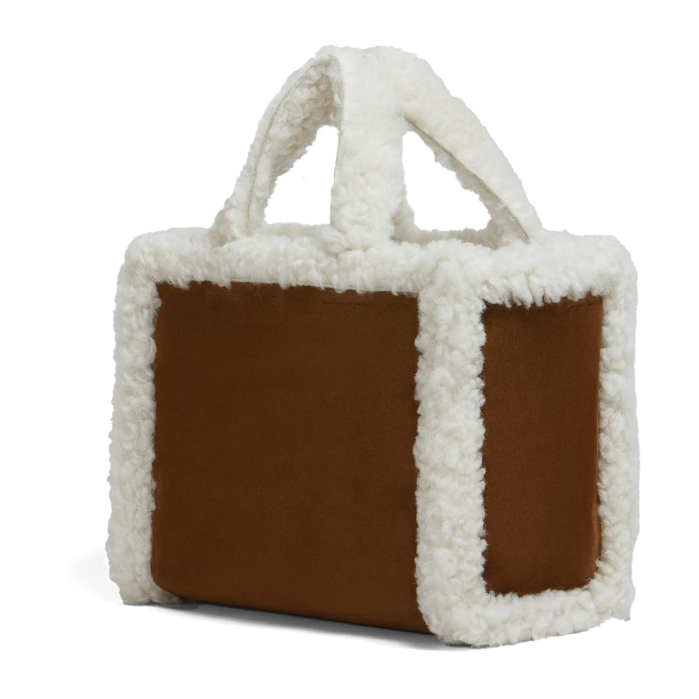 Marni Bruine suède tote tas met shearling Brown Unisex