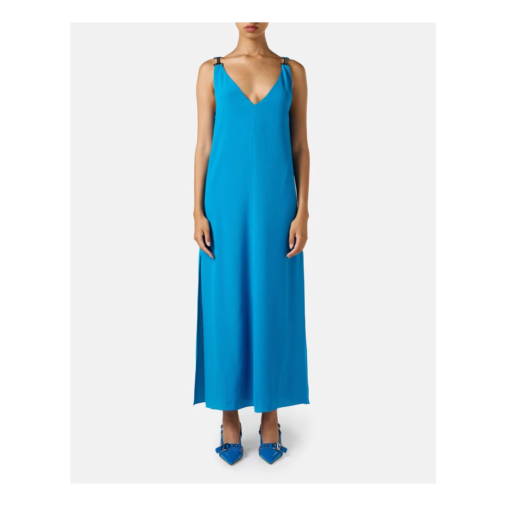 Iceberg Kobalt crêpe de Chine jurk met elegante details Blue Dames