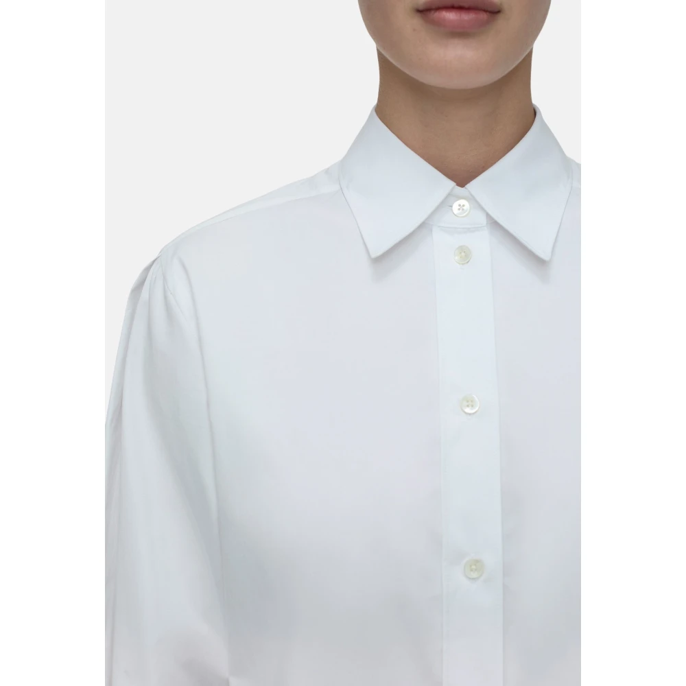 closed Popeline overhemd met mouwvouwdetail White Dames