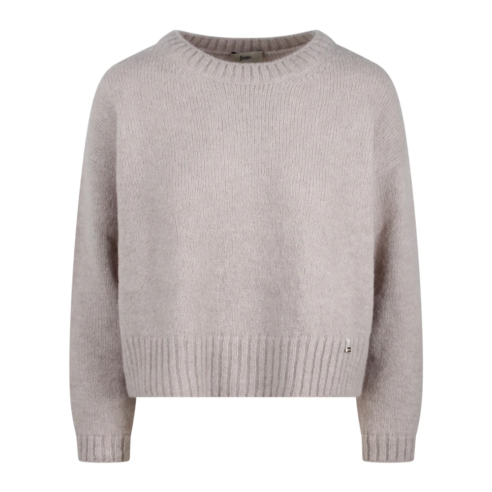 Herno Alpaca Wol Crewneck Sweater Fw24 Gebreid Beige Dames