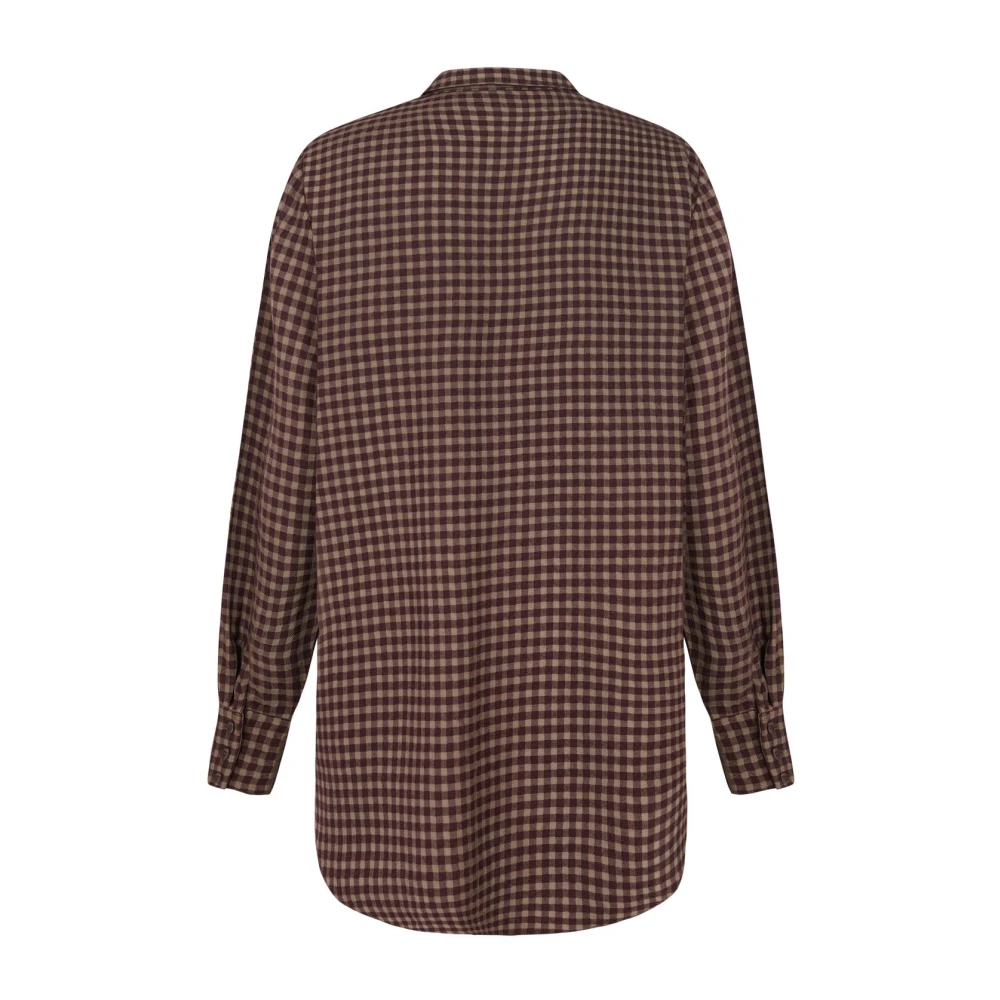 Cortana Bordeaux Geruite Oversized Shirt Red Dames