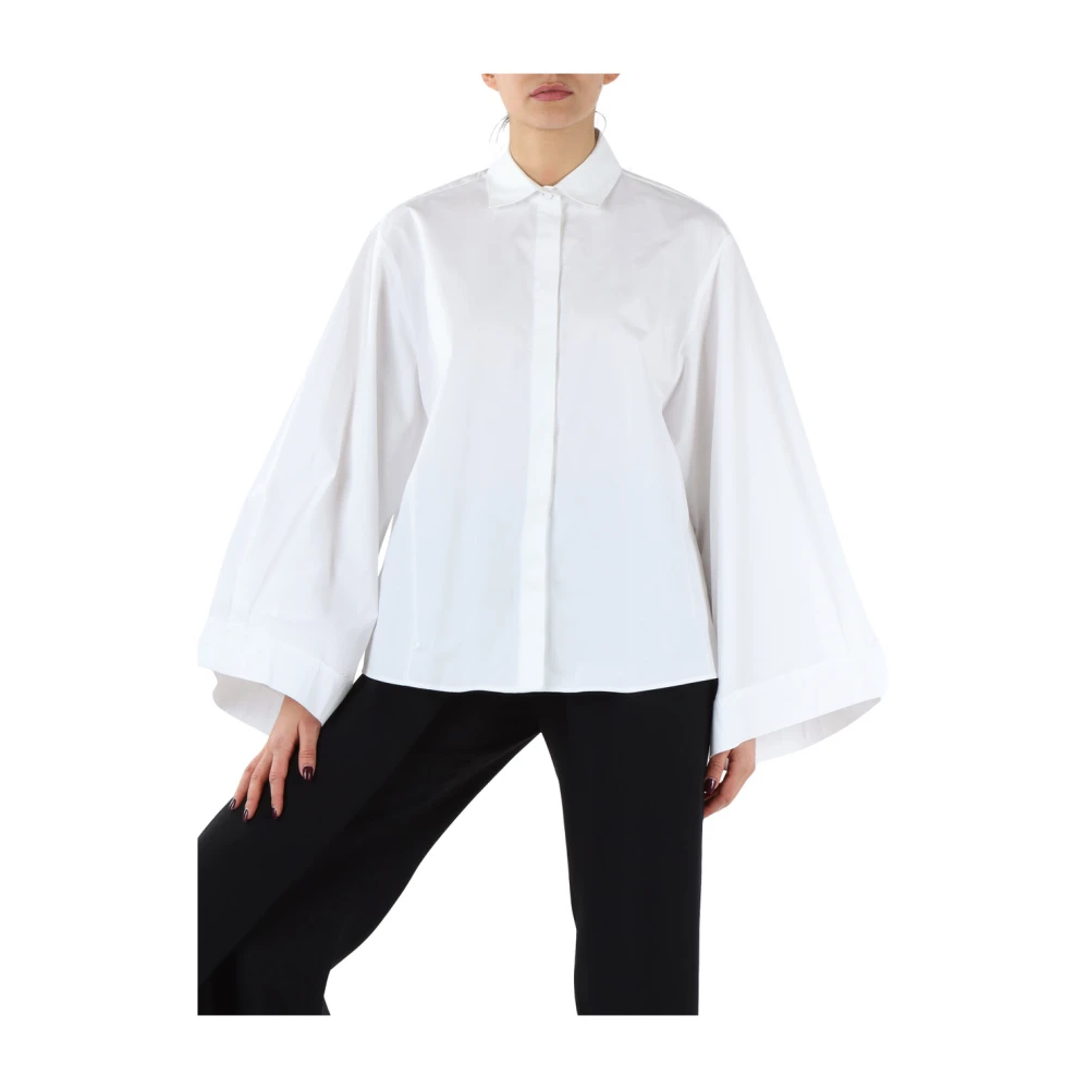 Emporio Armani Katoenen shirt met wijde mouwen White Dames