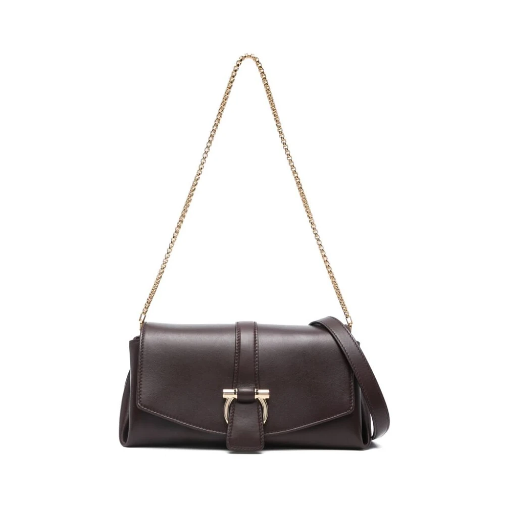 Salvatore Ferragamo Oxblood Leren Schoudertas met Ketting Brown Dames