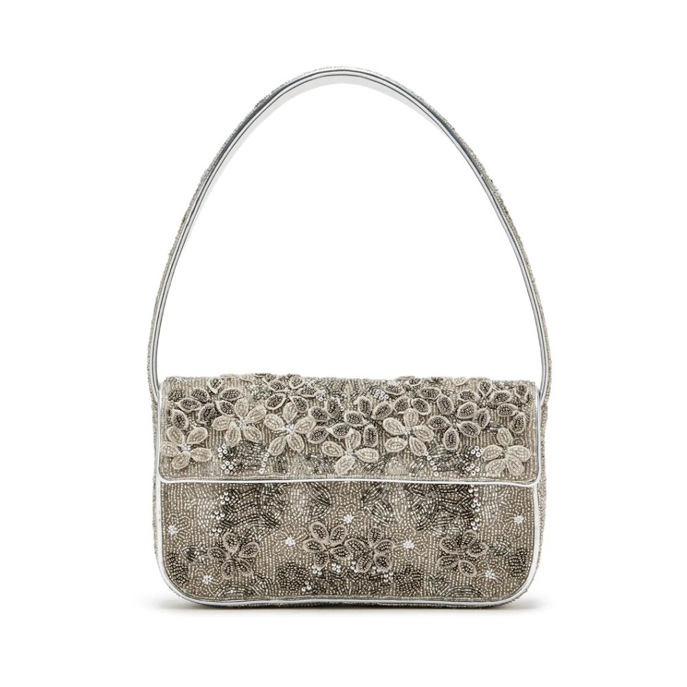 Staud Zilverkleurige Kralen Overslagtas Gray Dames